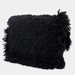 Pre Owned حقيبة كلتش شانيل أسود باريس كوزموبوليت توييد أهداب