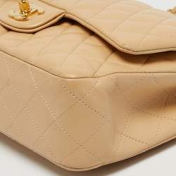 Pre Owned حقيبة شانيل كلاسيك جلد أحمر مبطن لامع متوسطة بقلاب مزدوج