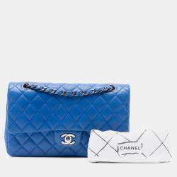 مملوكة مسبقًا Chanel Blue Medium Classic Caviar Double Flap