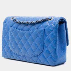 مملوكة مسبقًا Chanel Blue Medium Classic Caviar Double Flap