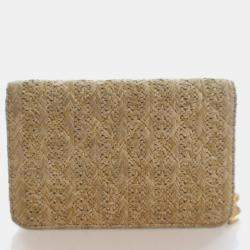 Pre Owned Chanel Woven Straw Paris-Greece Wallet On Chain