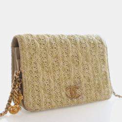 Pre Owned Chanel Woven Straw Paris-Greece Wallet On Chain