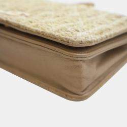 Pre Owned Chanel Woven Straw Paris-Greece Wallet On Chain