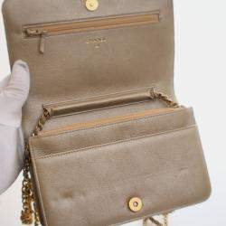 Pre Owned Chanel Woven Straw Paris-Greece Wallet On Chain