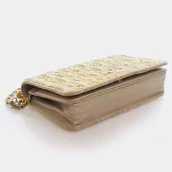 Pre Owned Chanel Woven Straw Paris-Greece Wallet On Chain