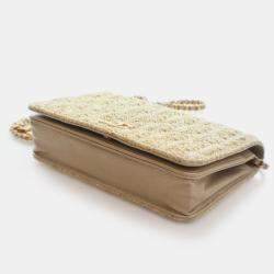 Pre Owned Chanel Woven Straw Paris-Greece Wallet On Chain