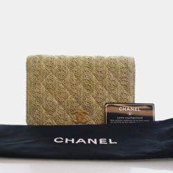Pre Owned Chanel Woven Straw Paris-Greece Wallet On Chain