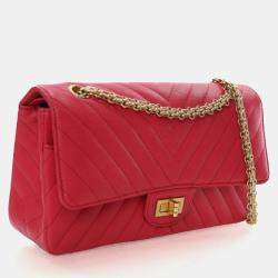 Pre Owned Chanel Chevron Sheepskin Reissue 2.55 Flap Bag 225