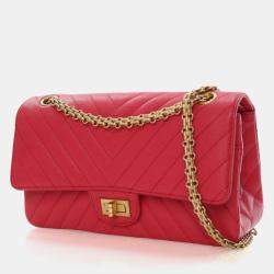 Pre Owned Chanel Chevron Sheepskin Reissue 2.55 Flap Bag 225