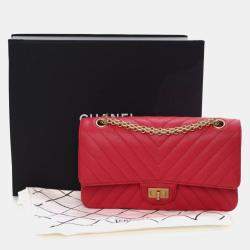 Pre Owned Chanel Chevron Sheepskin Reissue 2.55 Flap Bag 225