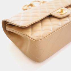 Pre Owned حقيبة شانيل قلابة مزدوجة كلاسيكية كافيار متوسطة الحجم