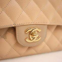 Pre Owned حقيبة شانيل قلابة مزدوجة كلاسيكية كافيار متوسطة الحجم