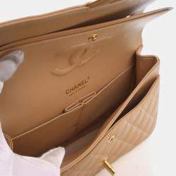 Pre Owned حقيبة شانيل قلابة مزدوجة كلاسيكية كافيار متوسطة الحجم