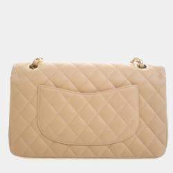 Pre Owned حقيبة شانيل قلابة مزدوجة كلاسيكية كافيار متوسطة الحجم