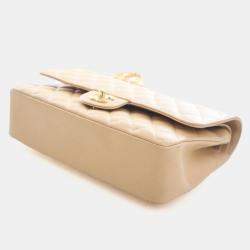 Pre Owned حقيبة شانيل قلابة مزدوجة كلاسيكية كافيار متوسطة الحجم