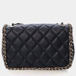 Pre Owned Chanel Medium Lambskin Pearl Chain Around Flap Bag