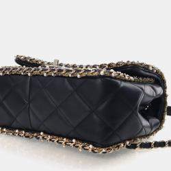 Pre Owned Chanel Medium Lambskin Pearl Chain Around Flap Bag