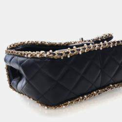 Pre Owned Chanel Medium Lambskin Pearl Chain Around Flap Bag