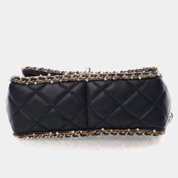 Pre Owned Chanel Medium Lambskin Pearl Chain Around Flap Bag