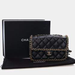 Pre Owned Chanel Medium Lambskin Pearl Chain Around Flap Bag