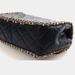 Pre Owned Chanel Medium Lambskin Pearl Chain Around Flap Bag