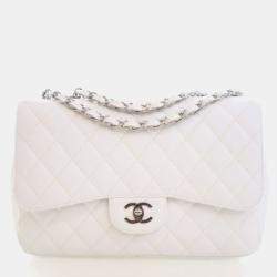 Pre Owned Chanel Jumbo Caviar Classic Single Flap Bag