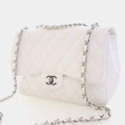 Pre Owned Chanel Jumbo Caviar Classic Single Flap Bag