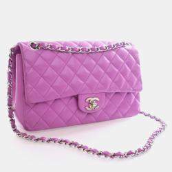 Pre Owned Chanel Vintage Medium Lambskin Classic Single Flap Bag