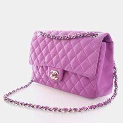 Pre Owned Chanel Vintage Medium Lambskin Classic Single Flap Bag