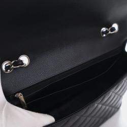 Pre Owned حقيبة شانيل قلاب كلاسيك مفرد جلد كافيار جامبو