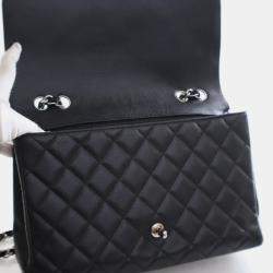 Pre Owned حقيبة شانيل قلاب كلاسيك  مفرد جلد كافيار جامبو