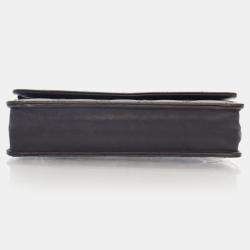 Pre Owned Chanel Striated Patent Classic Wallet On Chain (WOC)