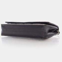 Pre Owned Chanel Striated Patent Classic Wallet On Chain (WOC)