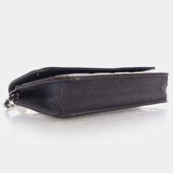 Pre Owned Chanel Striated Patent Classic Wallet On Chain (WOC)