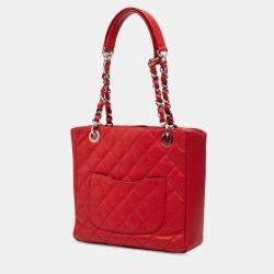 Pre Owned حقيبة تسوق شانيل بيتيت كافيار حمراء