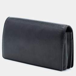 Pre Owned محفظة شانيل جلد خروف أسود بقطع معدنية سلسلة كتف علامه كووكو مارك