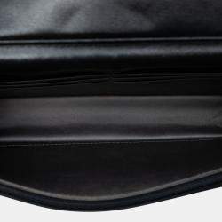 Pre Owned محفظة شانيل جلد خروف أسود بقطع معدنية سلسلة كتف علامه كووكو مارك