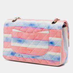 Pre Owned Chanel Pink Medium Classic Printed Lambskin Watercolor Double Flap