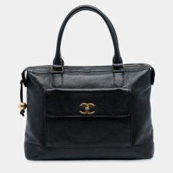 مملوكة مسبقًا Chanel Black CC Caviar Front Pocket Tote