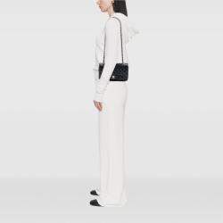 Pre Owned Chanel Black Medium Classic Perforated Lambskin Double Flap