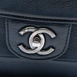 Pre Owned Chanel Blue CC Diamond Stitch Caviar Flap