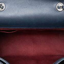 Pre Owned Chanel Blue CC Diamond Stitch Caviar Flap