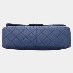 Pre Owned حقيبة شانيل قلاب واحد جمبو كافيار ناعم أزرق