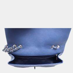 Pre Owned حقيبة شانيل قلاب واحد جمبو كافيار ناعم أزرق