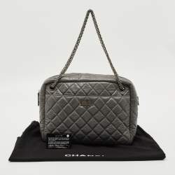 Pre Owned Chanel Reissue Camera Large Grey Quilted Aged Leather Shoulder Bag