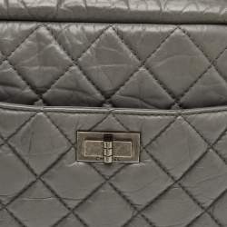 Pre Owned Chanel Reissue Camera Large Grey Quilted Aged Leather Shoulder Bag