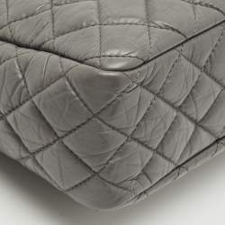 Pre Owned Chanel Reissue Camera Large Grey Quilted Aged Leather Shoulder Bag