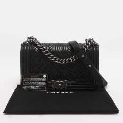 Pre Owned حقيبة شانيل بوي جلد أزرق مبطن متوسطة بقلاب