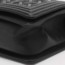 Pre Owned حقيبة شانيل بوي جلد أزرق مبطن متوسطة بقلاب