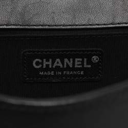 Pre Owned حقيبة شانيل بوي جلد أزرق مبطن متوسطة بقلاب